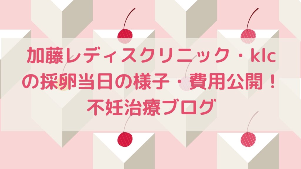 加藤レディスクリニック Klcの採卵当日の様子 費用公開 不妊治療ブログ